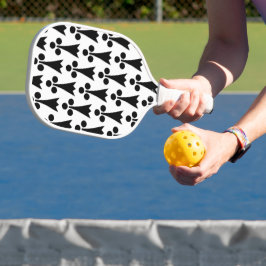 Hermelijnpatroon, Middeleeuws Patroon, Zwart op Wi Pickleball Paddle