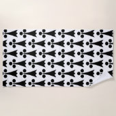 Hermelijnpatroon, Middeleeuws Patroon, Zwart op Wi Strandlaken (Voorkant)