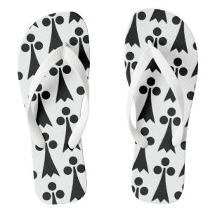 Hermelijnpatroon, Middeleeuws Patroon, Zwart op Wi Teenslippers