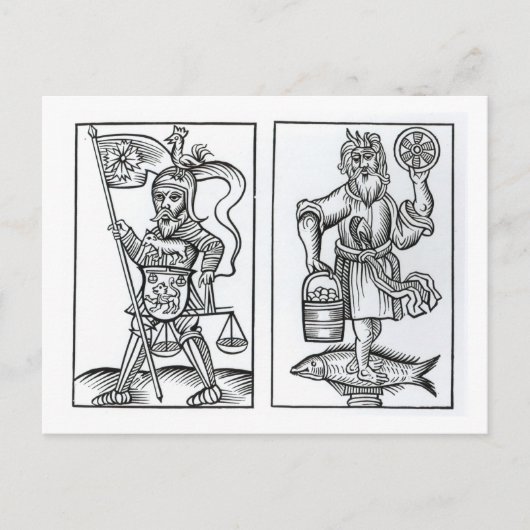 Hermensul of Irmensul (links) en Crodon (rechts) i Briefkaart (Voorkant)