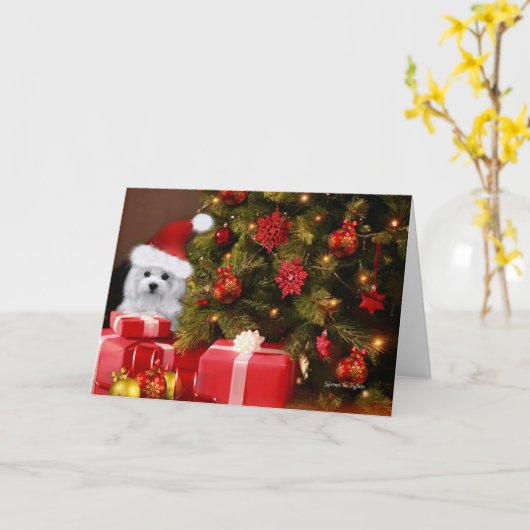 Hermes het Maltese kerstWenskaart Kaart (Gele Bloem)