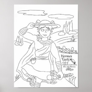 Hermes kleurplaat afdrukken poster