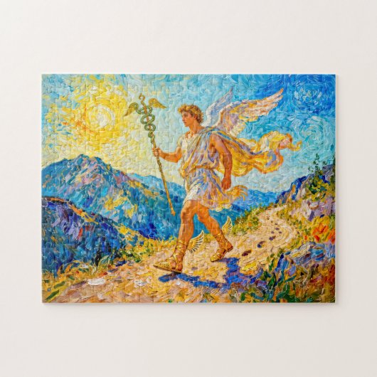 Hermes met gevleugelde staf en sandalen loopt een  legpuzzel (Horizontaal)