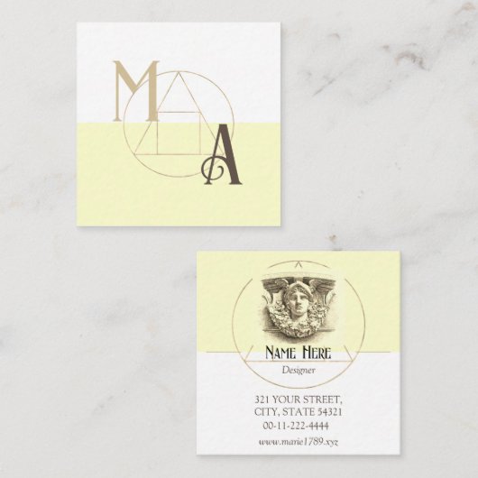 Hermes  minimaal monogram artful beige vierkante visitekaartje (Voorkant / Achterkant)