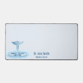 Hermes Rod Blue Caduceus Water Ripples Medisch Bureaumat (Voorkant)