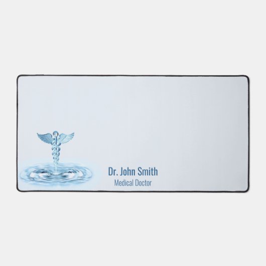 Hermes Rod Blue Caduceus Water Ripples Medisch Bureaumat (Voorkant)