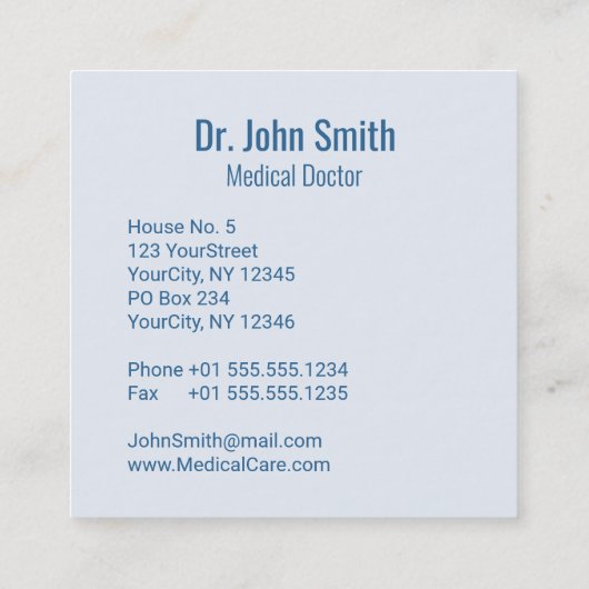 Hermes Rod Caduceus Blauw Water Ripples Medisch Vierkante Visitekaartje (Achterkant)