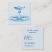 Hermes Rod Caduceus Blauw Water Ripples Medisch Vierkante Visitekaartje (Voorkant / Achterkant)