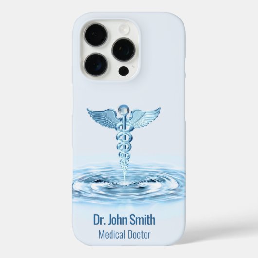 Hermes Rod Caduceus Water Ripples Blauw Medisch Case-Mate iPhone Case (Achterkant)
