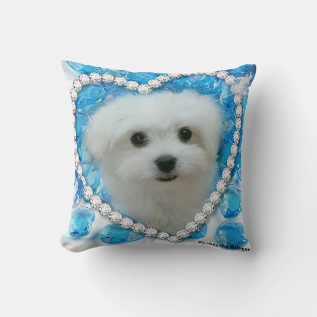 Hermes the Maltese Pillow/Cushion Kussen (Voorkant)