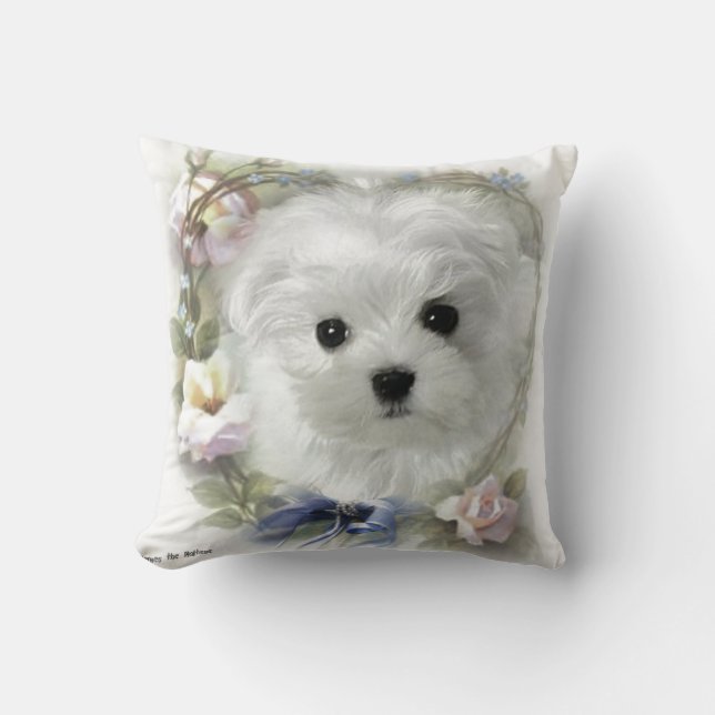 Hermes the Maltese Pillow/Cushion Kussen (Voorkant)