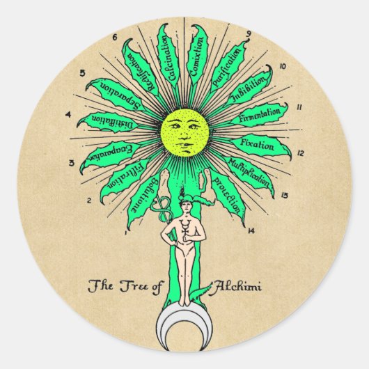 Hermes Tree of Alchemy Ronde Sticker (Voorkant)