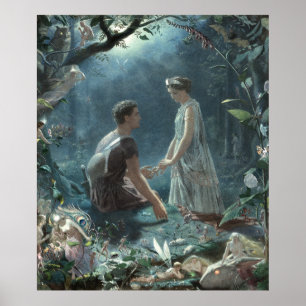 Hermia Lysander & feeën Midsummer Night Dream Poster