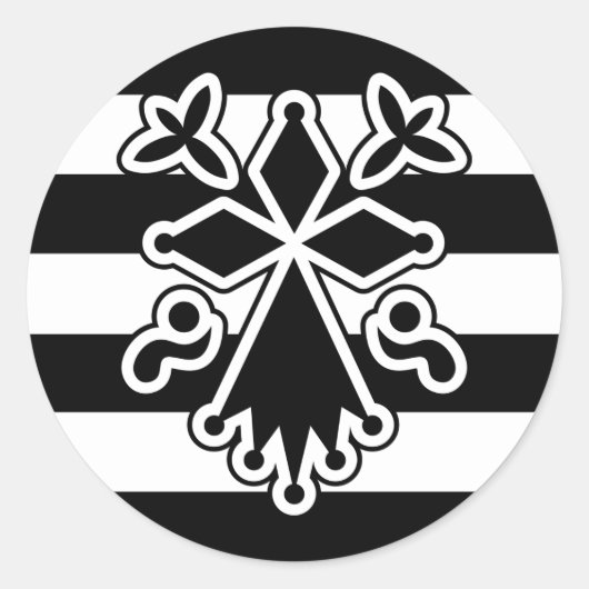 Hermine bretonne in gwenn ha du (wit en zwart) ronde sticker (Voorkant)