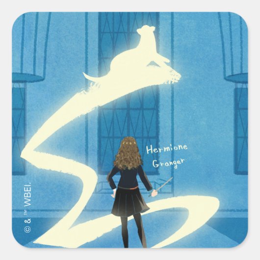 Hermione Griffel Patronus Schilderij Vierkante Sticker (Voorkant)