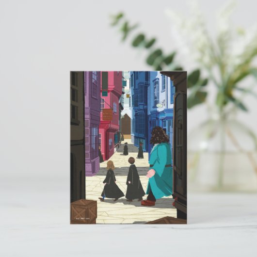 Hermione, HARRY POTTER™ & Hagrid in Diagon Alley Briefkaart (Staand voorkant)