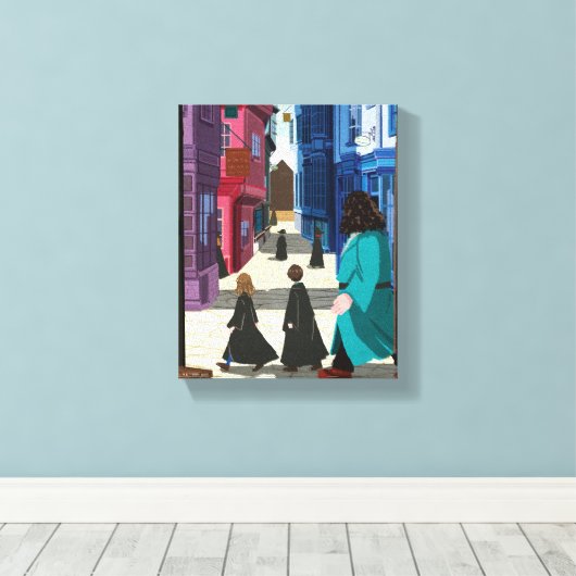 Hermione, HARRY POTTER™ & Hagrid in Diagon Alley Canvas Afdruk (Insitu (Houten vloer))
