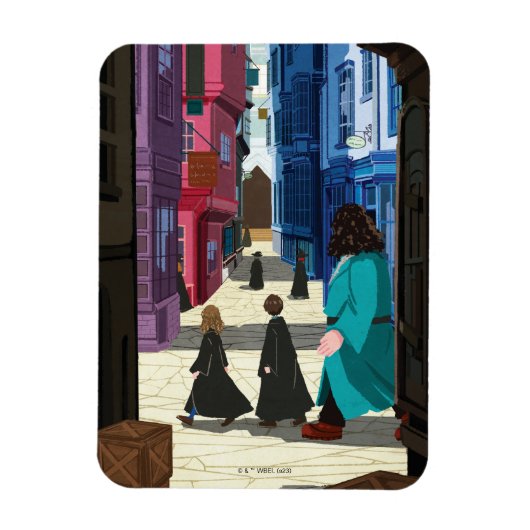 Hermione, HARRY POTTER™ & Hagrid in Diagon Alley Magneet (Verticaal)