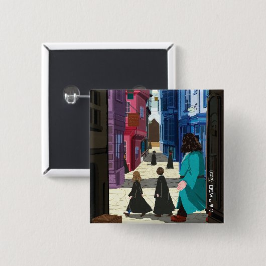 Hermione, HARRY POTTER™ & Hagrid in Diagon Alley Vierkante Button 5,1 Cm (Voorkant /achterkant)