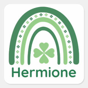 Hermione Name Clover Boho Rainbow Vierkante Sticker