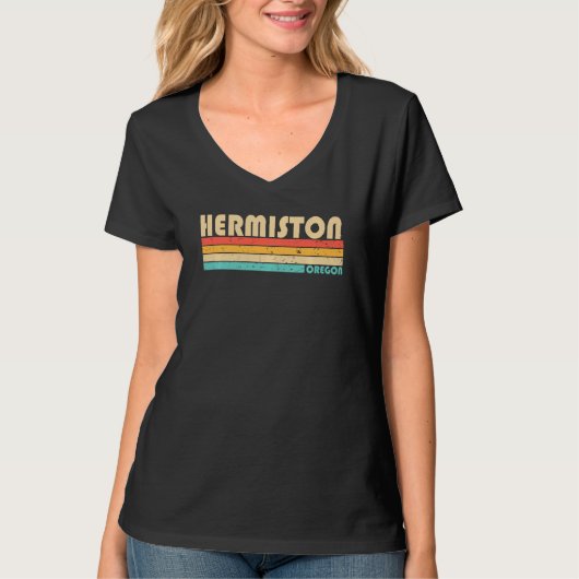 Hermiston of Oregon Funny City Home Roots Retro 70 T-shirt (Voorkant)