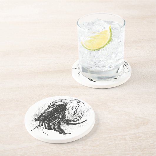 Hermit Crab in Black Zandsteen Onderzetter (Zijkant)