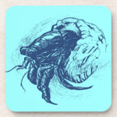 Hermit Crab in Dark Blue Onderzetter (Voorkant)