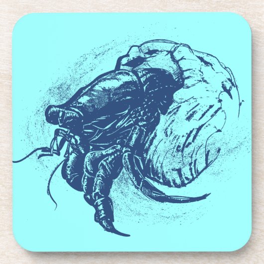 Hermit Crab in Dark Blue Onderzetter (Voorkant)