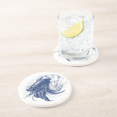 Hermit Crab in Dark Blue Zandsteen Onderzetter (Zijkant)