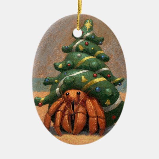 Hermit Crab-kerstversiering Keramisch Ornament (Voorkant)