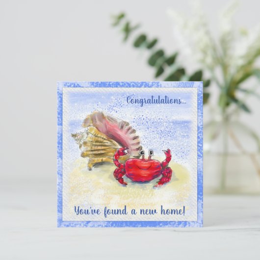 Hermit Crab & Shell New Home Kaart (Staand voorkant)