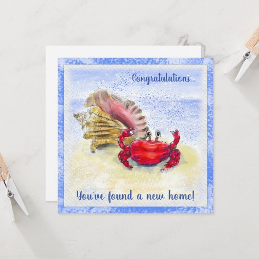 Hermit Crab & Shell New Home Kaart (Voorkant / Achterkant in situ)