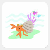 Hermit Crab Square Sticker (Voorkant)