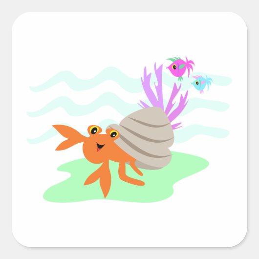 Hermit Crab Square Sticker (Voorkant)