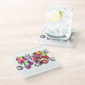 Hermit crabs summer  glazen onderzetter (Schuin)