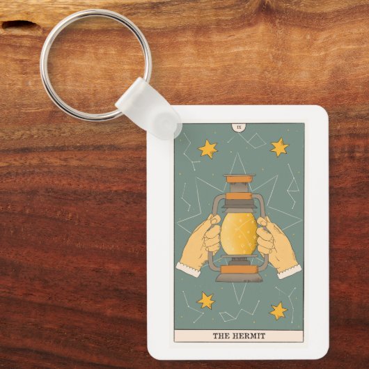 Hermit fortunetelling zodiac alchemy tarot card sleutelhanger (Voorkant)