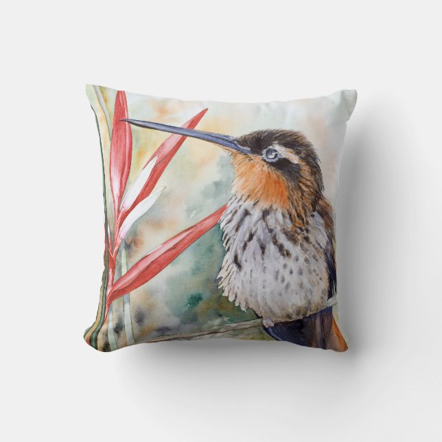 Hermit Hummingbird Fine Art Pillow, met een zeeman Kussen (Voorkant)