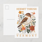 Hermit Thrush Vogel van Vermont Reizen Briefkaart (Voorkant / Achterkant)
