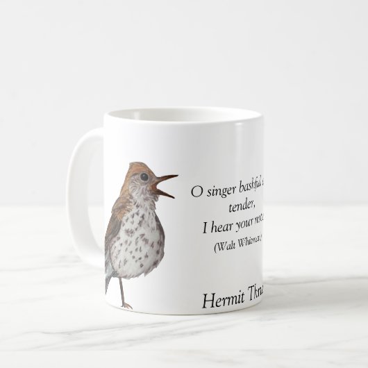 Hermit Thrush Walt Whitman White Coffee Mok (Voorkant links)