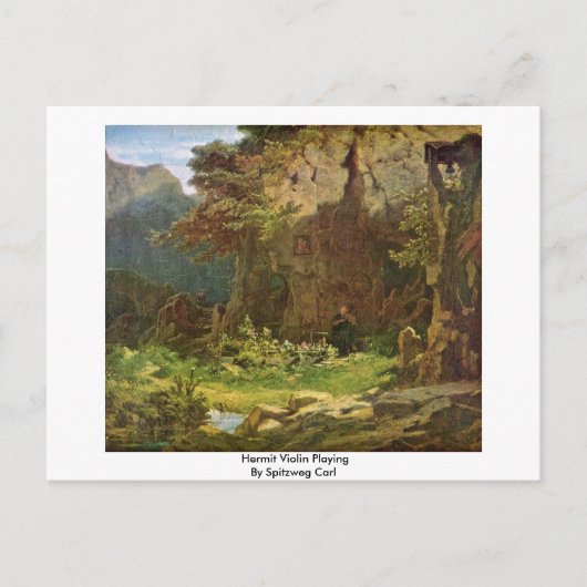 Hermit Violin spellen door spitzweg Carl Briefkaart (Voorkant)