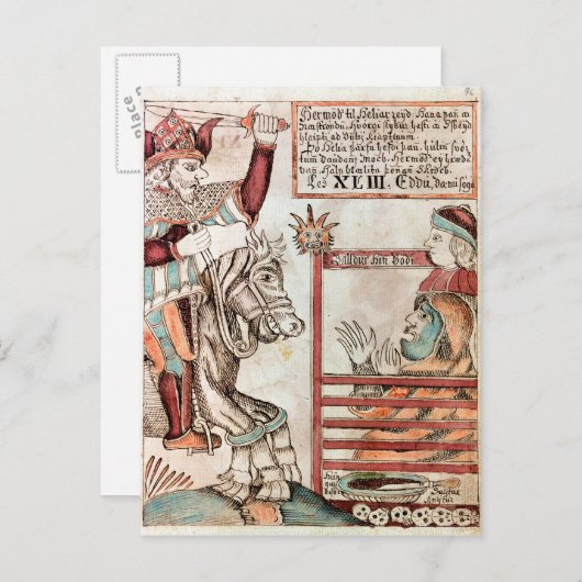 Hermod astride Sleipnir Briefkaart (Voorkant / Achterkant)