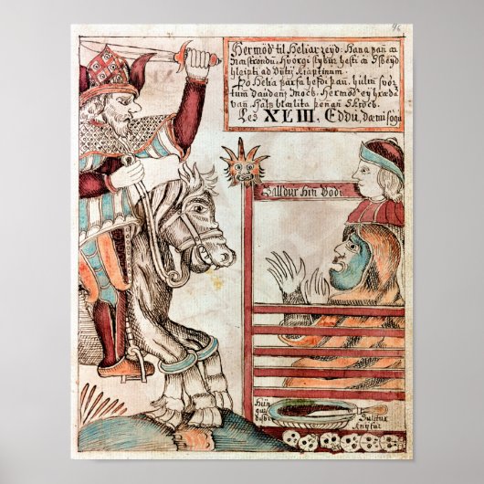 Hermod astride Sleipnir Poster (Voorkant)