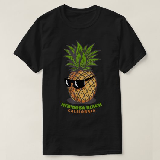 Hermosa Beach California CA Ananas Zonnebril V T-shirt (Design voorkant)