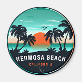 Hermosa Beach California Retro Sunset Souvenirs Magneet (Voorkant)