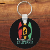 Hermosa Beach California  Retro Surfing Sleutelhanger (Voorkant)
