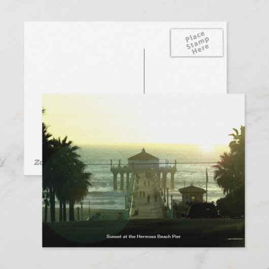 Hermosa Beach Pier Sunset Briefkaart (Voorkant / Achterkant)