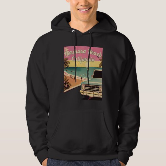 Hermosa Beach Retro Beach Vacation Souvenir Surf Hoodie (Voorkant)