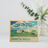 Hermosa Beach Save the Date California Surfing Aankondigingskaart (Staand voorkant)