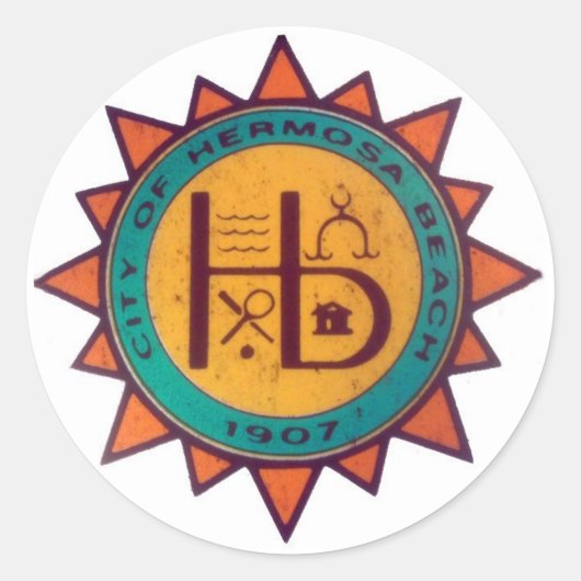 Hermosa Beach Seal Ronde Sticker (Voorkant)