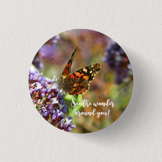 Hermosa Mariposa polinizando flores Ronde Button 3,2 Cm (Voorkant)